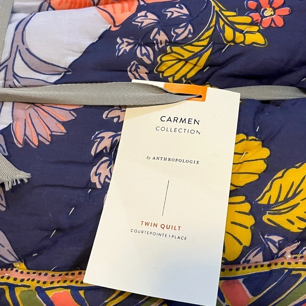 Anthropologie Carmen Cotton Handcrafted Floral Quilt Size Twin NWT